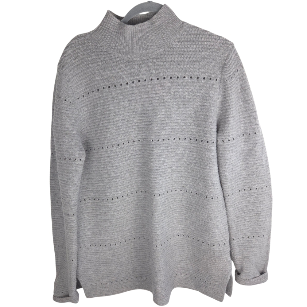 Paul Costelloe Light Grey Lambs Wool Blend Turtleneck Sweater